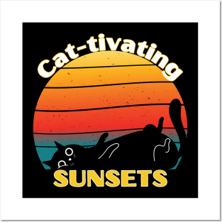 Cattivating Sunset Cat Posters and Art